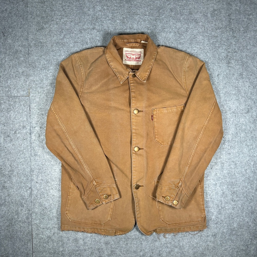Levi Strauss & Co Denim Chore Jacket Mens Size Large Brown Canvas Workwear Coat